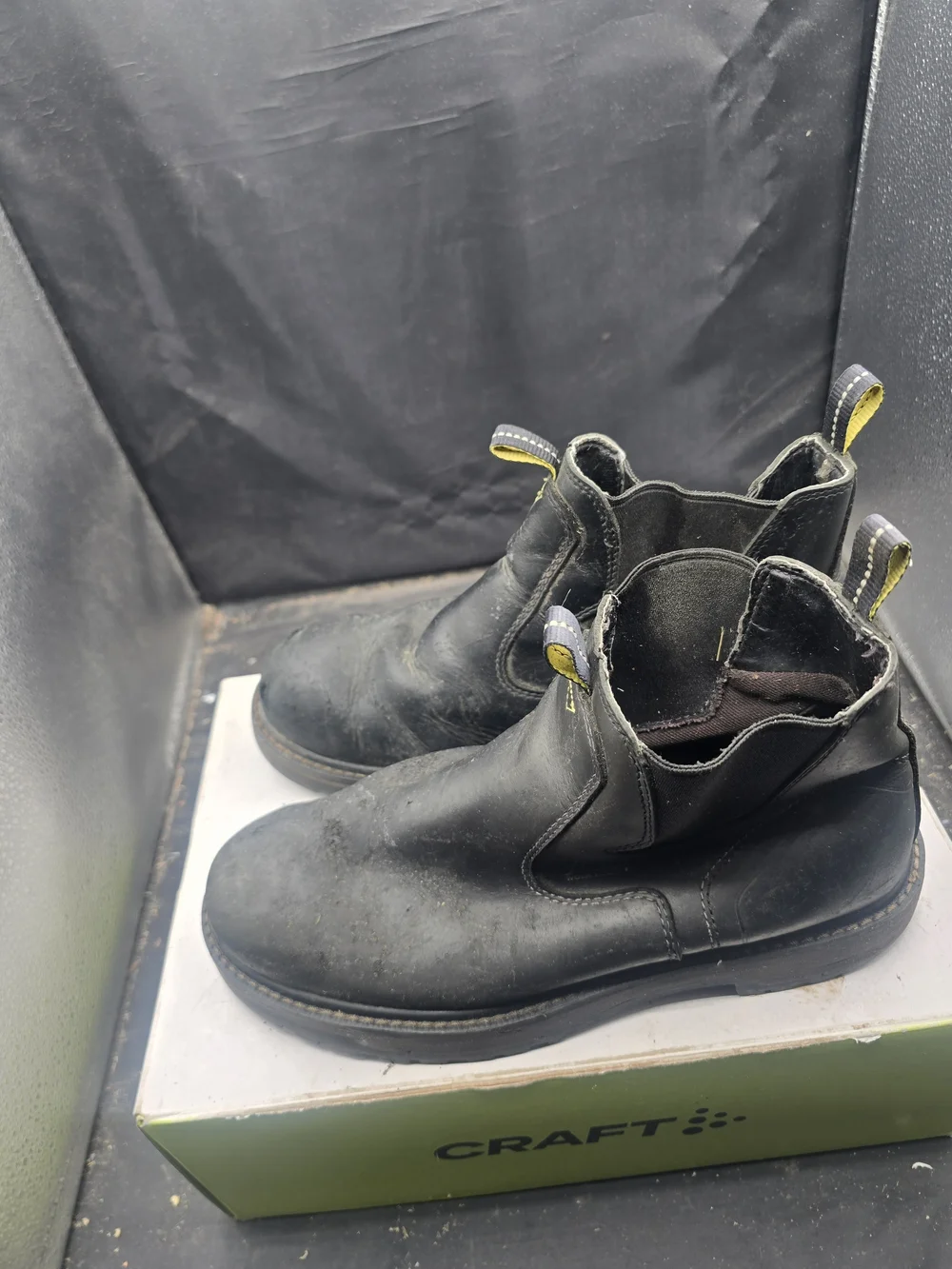 Men's Black Chelsea Work Boots with Pull Tabs